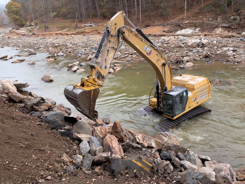 bank stabilization using heavy equipment